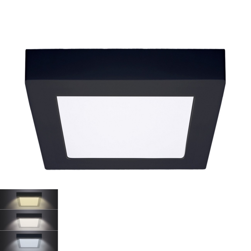 LED Kattovalo LED/12W/230V 3000/4000/6000K musta neliö
