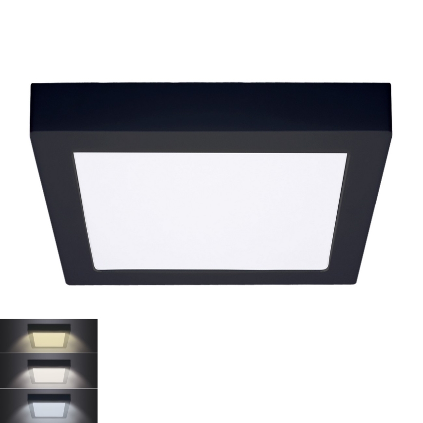 LED Kattovalo LED/18W/230V 3000/4000/6000K musta neliö