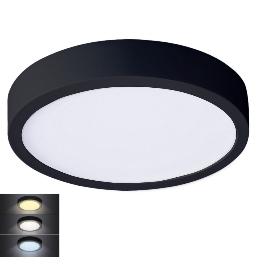 LED Kattovalo LED/24W/230V 3000/4000/6000K musta pyöreä
