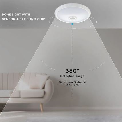LED Kattovalo liiketunnistimella SAMSUNG CHIP LED/12W/230V 4000K
