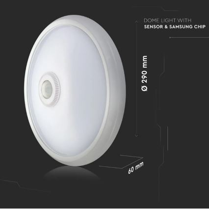 LED Kattovalo liiketunnistimella SAMSUNG CHIP LED/12W/230V 6400K