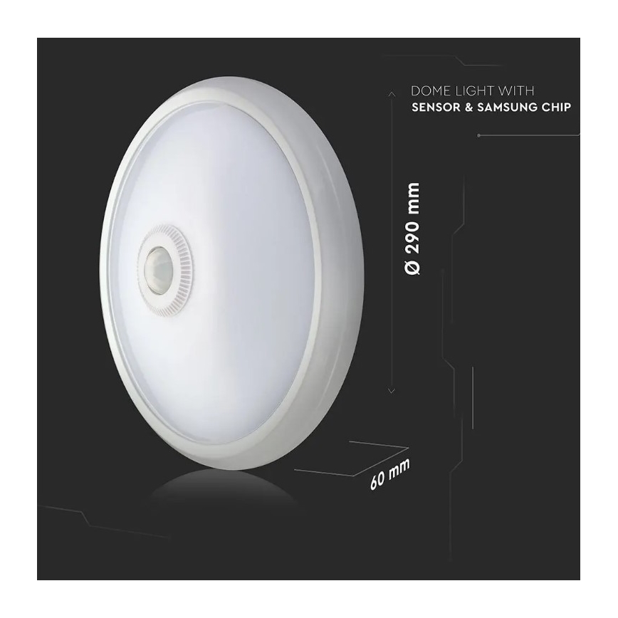 LED Kattovalo liiketunnistimella SAMSUNG CHIP LED/12W/230V 6400K