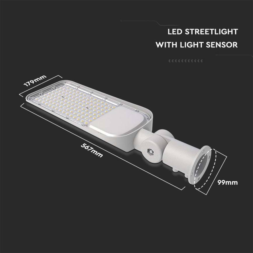 LED-katuvalaisin hämäräkytkimellä SAMSUNG CHIP LED/100W/230V 6500K IP65 harmaa