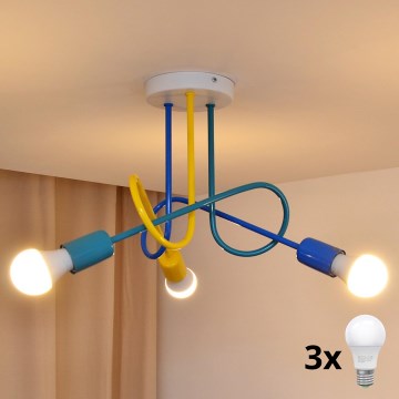 LED Kiinteä lasten kattokruunu OXFORD 3xE27/15W/230V