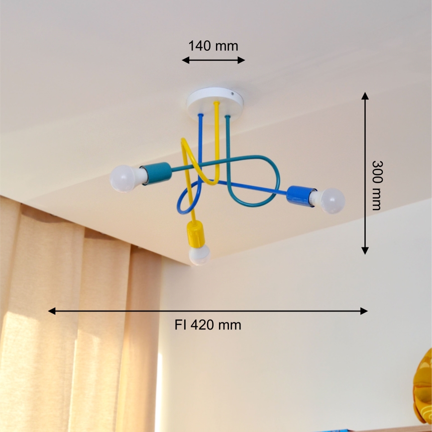 LED Kiinteä lasten kattokruunu OXFORD 3xE27/15W/230V