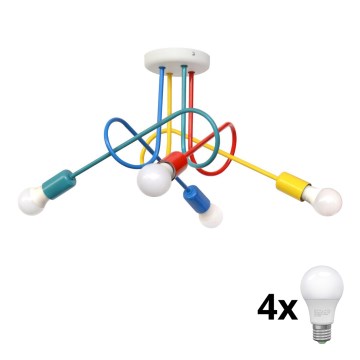 LED Kiinteä lasten kattokruunu OXFORD 4xE27/10W/230V