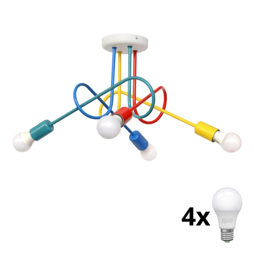 LED Kiinteä lasten kattokruunu OXFORD 4xE27/10W/230V