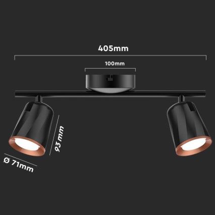 LED-kohdevalaisin 2xLED/5W/230V 3000K musta