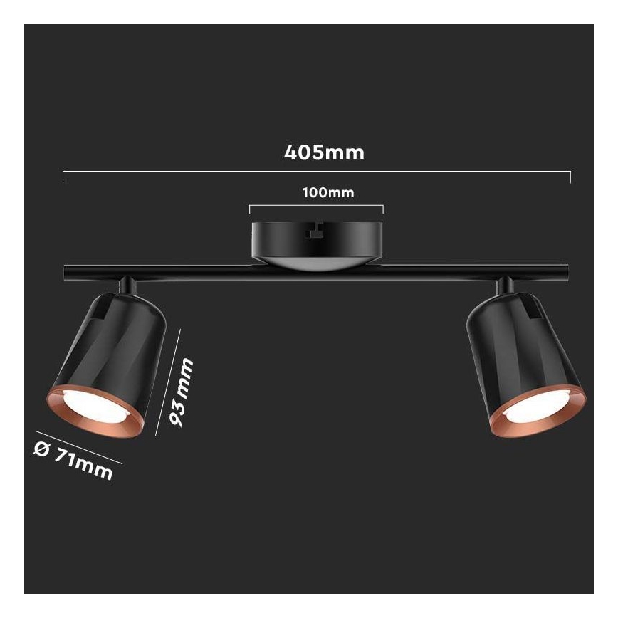 LED-kohdevalaisin 2xLED/5W/230V 3000K musta