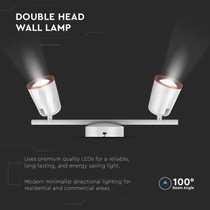 LED-kohdevalaisin 2xLED/5W/230V 3000K valkoinen