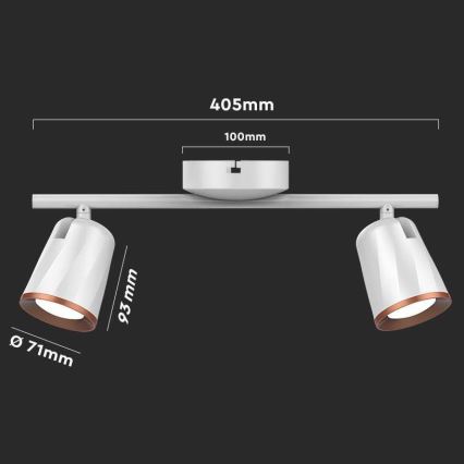 LED-kohdevalaisin 2xLED/5W/230V 3000K valkoinen