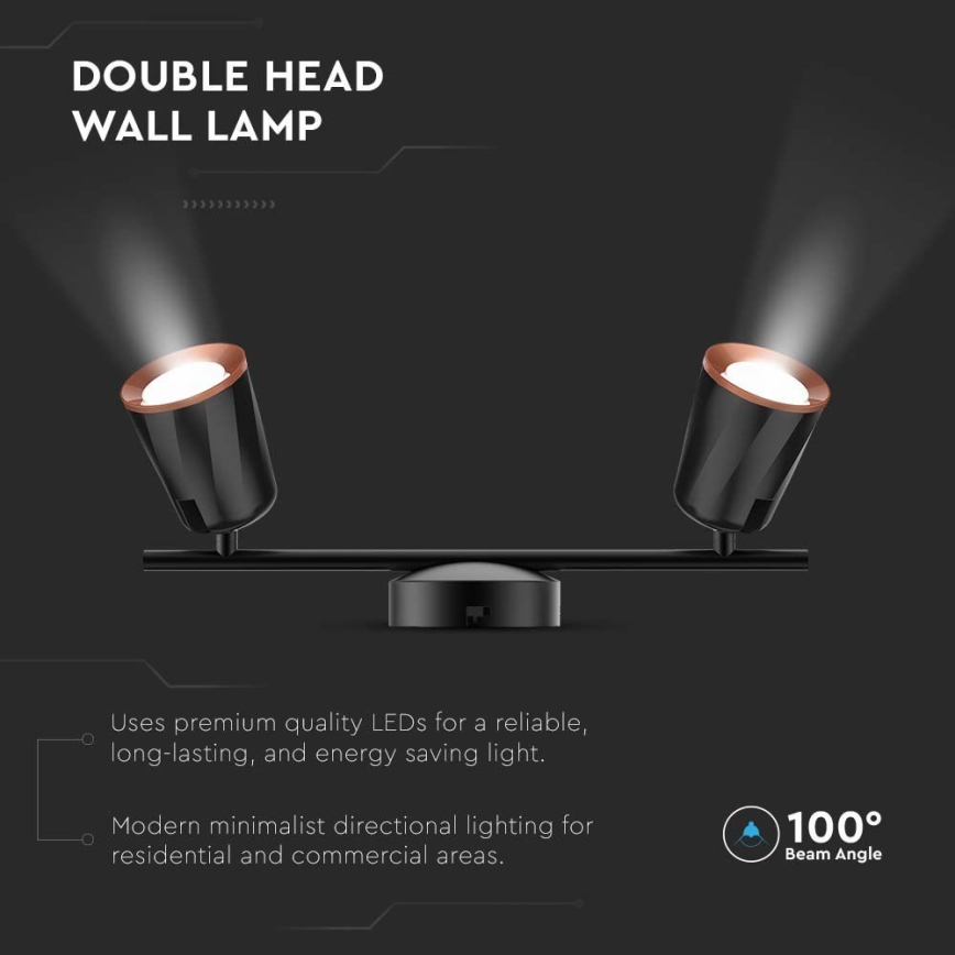 LED-kohdevalaisin 2xLED/5W/230V 4000K musta
