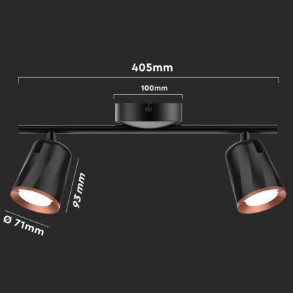 LED-kohdevalaisin 2xLED/5W/230V 4000K musta