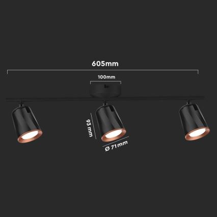 LED-kohdevalaisin 3xLED/5W/230V 4000K musta