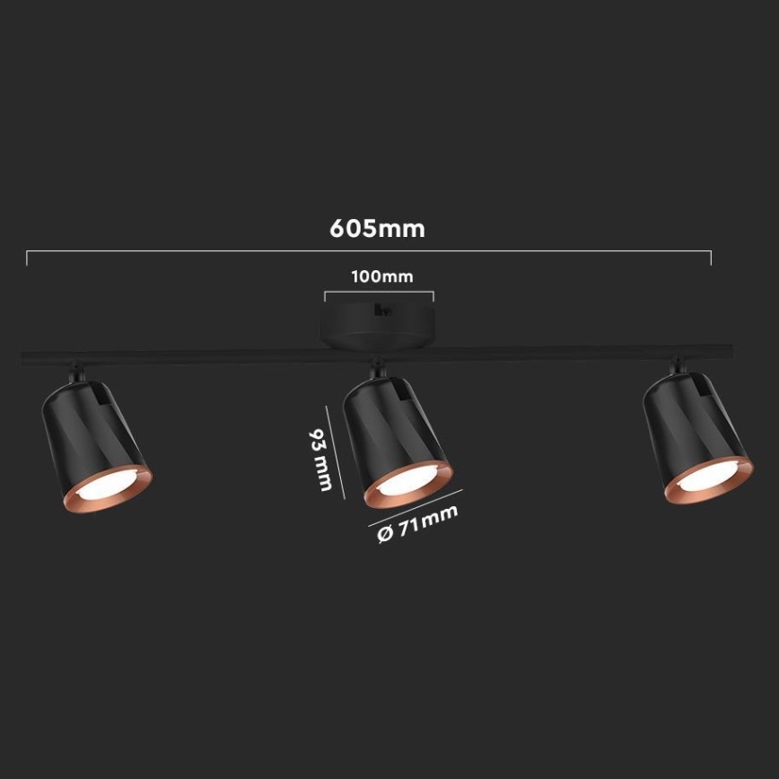 LED-kohdevalaisin 3xLED/5W/230V 4000K musta