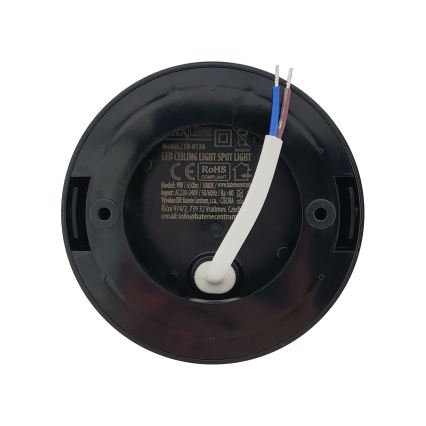 LED-kohdevalaisin 9 W, 230 V, halkaisija 9 cm, musta