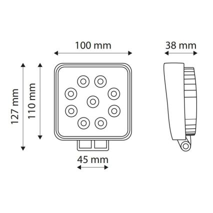 LED-kohdevalaisin halkaisija automobil EPISTAR LED/27W/10-30V IP67 6000K