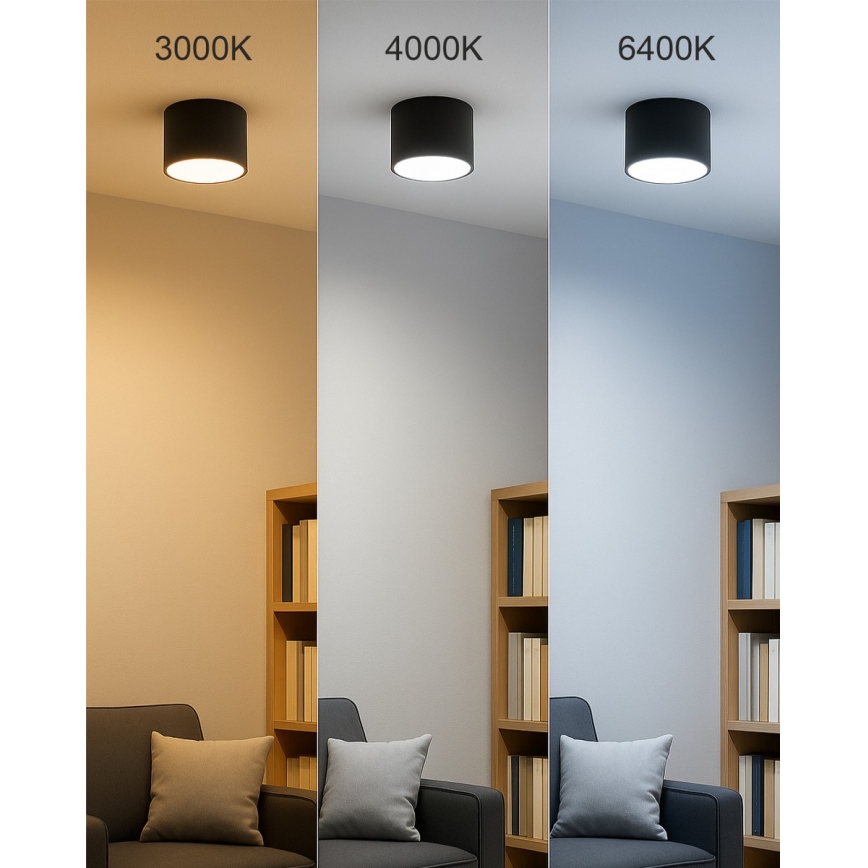 LED-kohdevalaisin LED/10W/230V 3000/4000/6400K halkaisija 12 cm musta