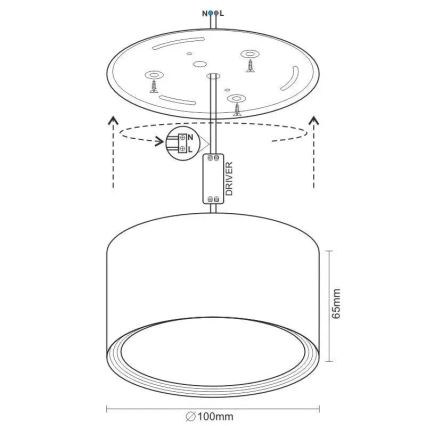 LED-kohdevalaisin LED/12W/230V 4000K halkaisija 10 cm musta