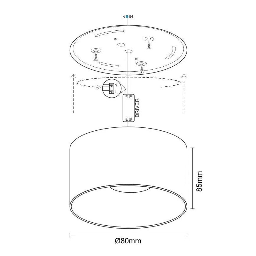 LED-kohdevalaisin LED/12W/230V 4000K halkaisija 8 cm valkoinen