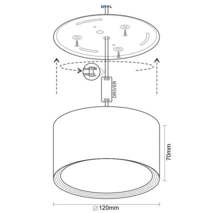 LED-kohdevalaisin LED/14W/230V 4000K halkaisija 12 cm valkoinen