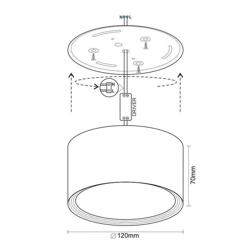 LED-kohdevalaisin LED/14W/230V 4000K halkaisija 12 cm valkoinen