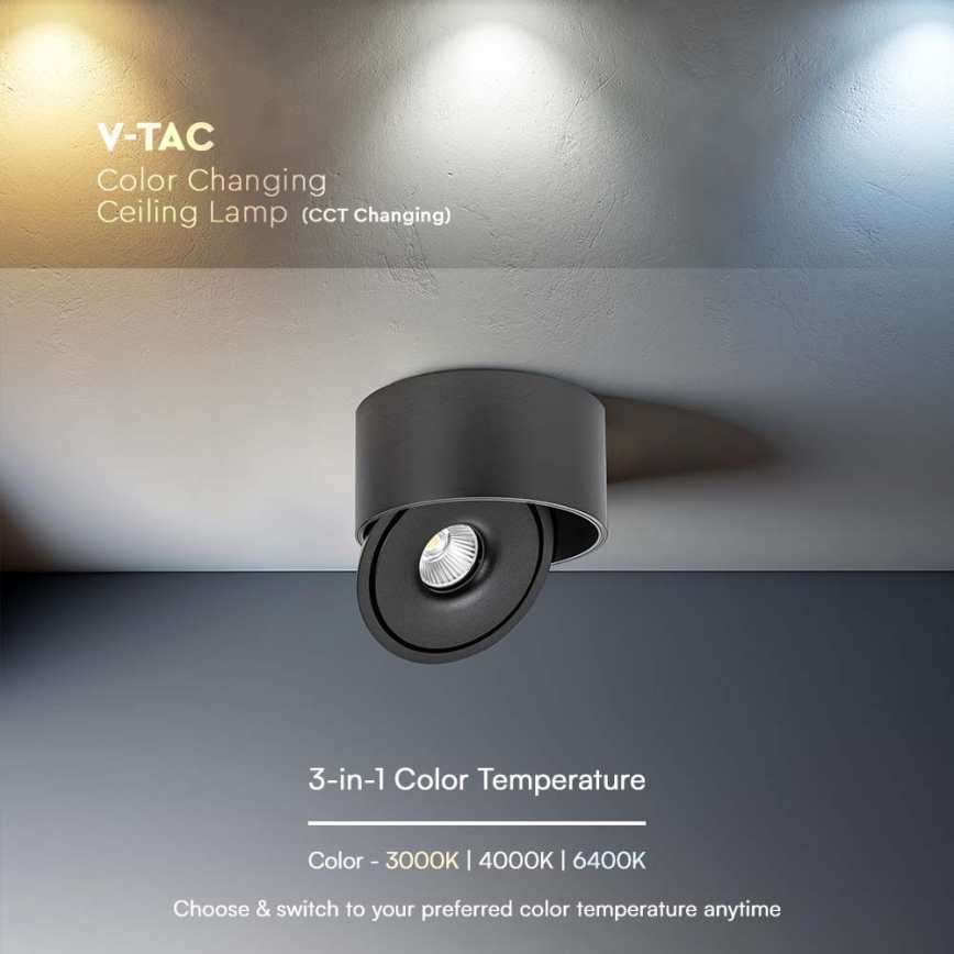 LED Joustava kohdevalo LED/20W/230V 3000/4000/6400K CRI 90 musta