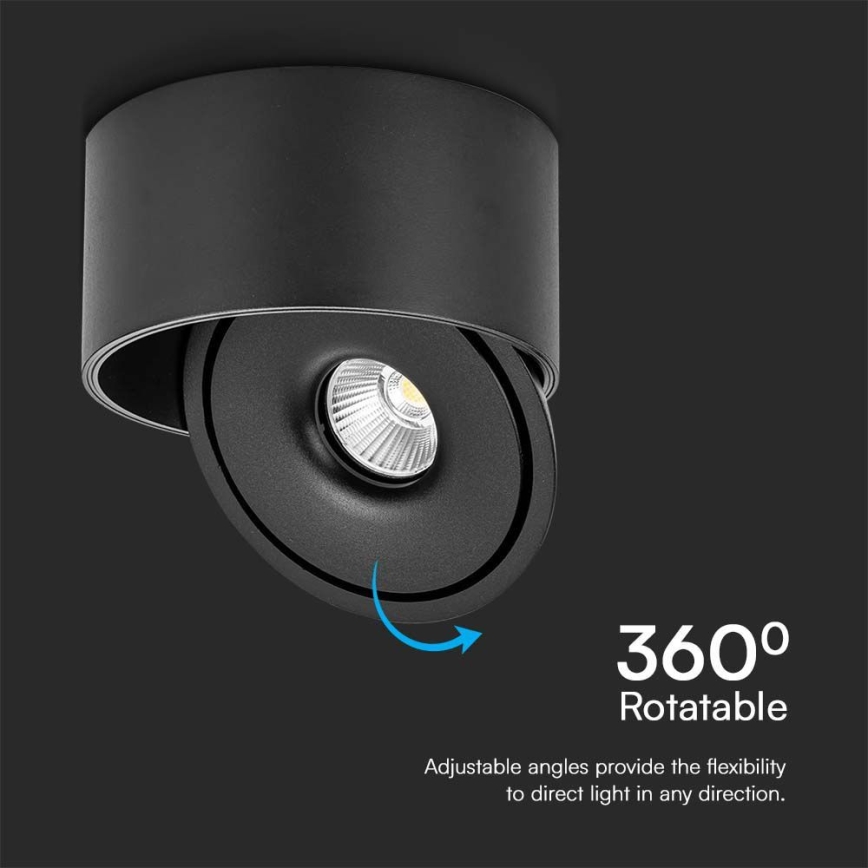 LED Joustava kohdevalo LED/20W/230V 3000/4000/6400K CRI 90 musta