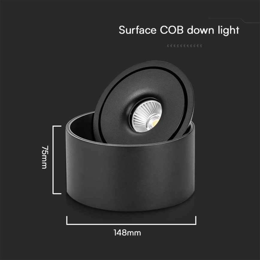 LED Joustava kohdevalo LED/20W/230V 3000/4000/6400K CRI 90 musta
