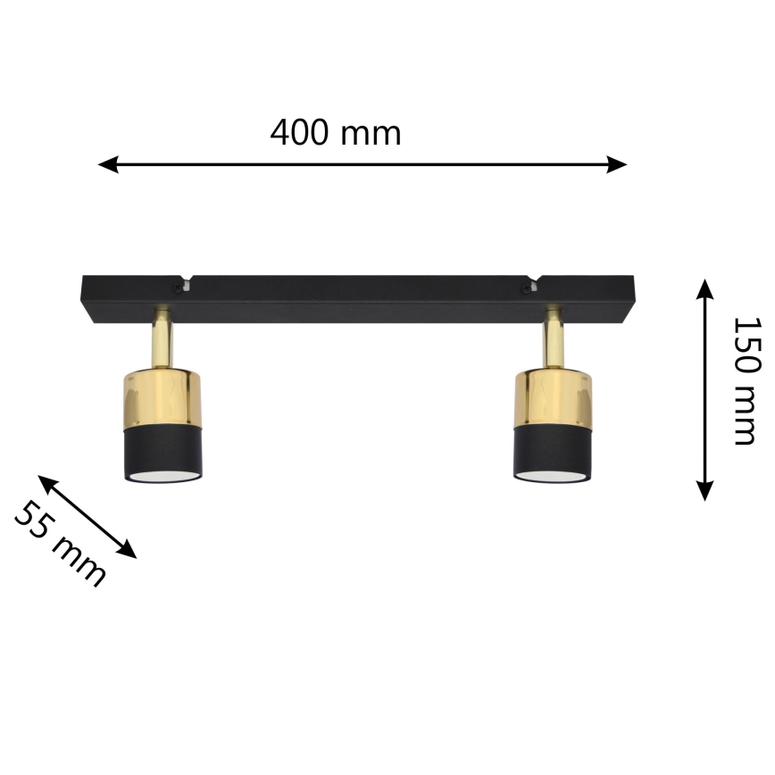 LED-kohdevalaisin TUBSSON 2xGU10/4,8W/230V musta/kulta