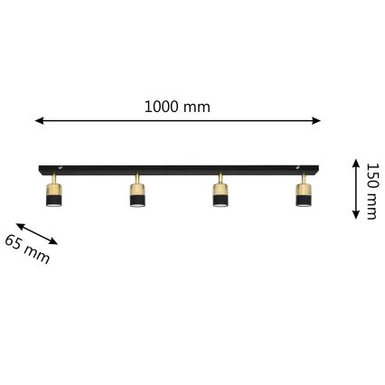LED-kohdevalaisin TUBSSON 4xGU10/4,8W/230V musta/kulta