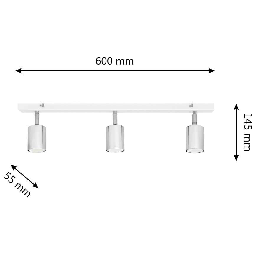 LED-kohdevalaisin TUNE 3xGU10/4,8W/230V mattakromi/valkoinen