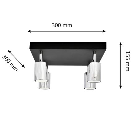 LED-kohdevalaisin TUNE 4xGU10/4,8W/230V mattakromi/musta