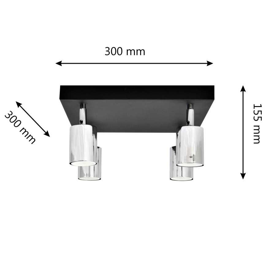 LED-kohdevalaisin TUNE 4xGU10/4,8W/230V mattakromi/musta