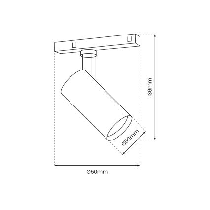 LED-kohdevalo kiskojärjestelmään MAGNETIC TRACK LED/10W/48V musta