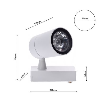 LED-kohdevalo kiskojärjestelmään TRACK LIGHT LED/7W/230V 4000K valkoinen