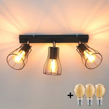 LED Kohdevalo TUBE II 3xE27/15W/230V musta