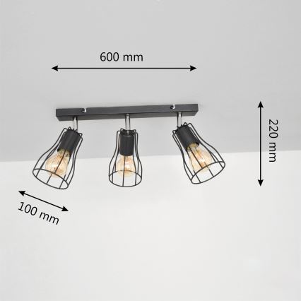 LED Kohdevalo TUBE II 3xE27/15W/230V musta