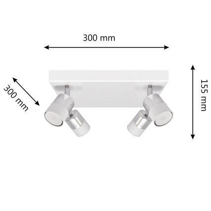 LED-kohdevalo TUBSSON 4xGU10/4,8W/230V valkoinen/kiiltävä kromi