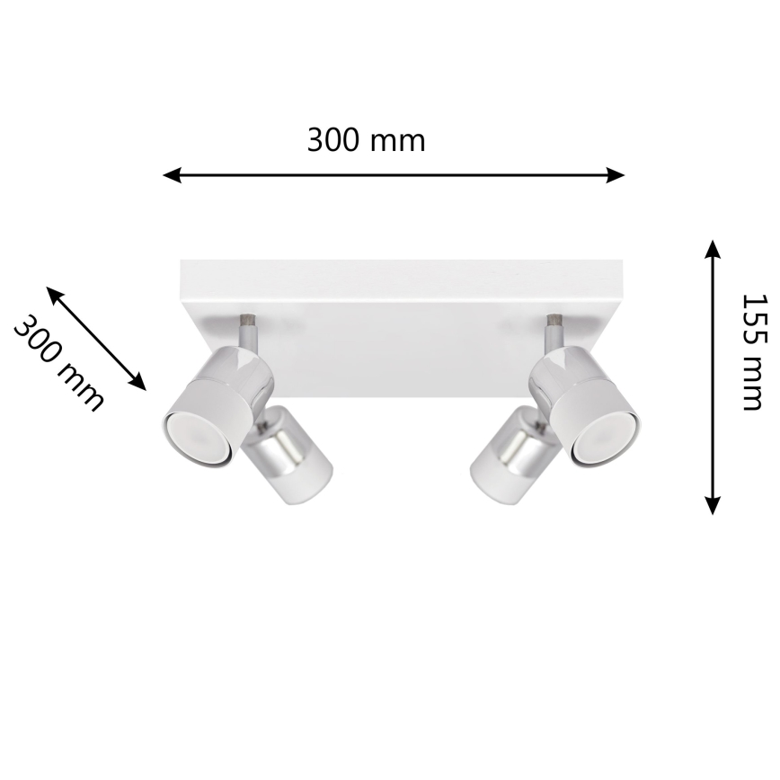 LED-kohdevalo TUBSSON 4xGU10/4,8W/230V valkoinen/kiiltävä kromi