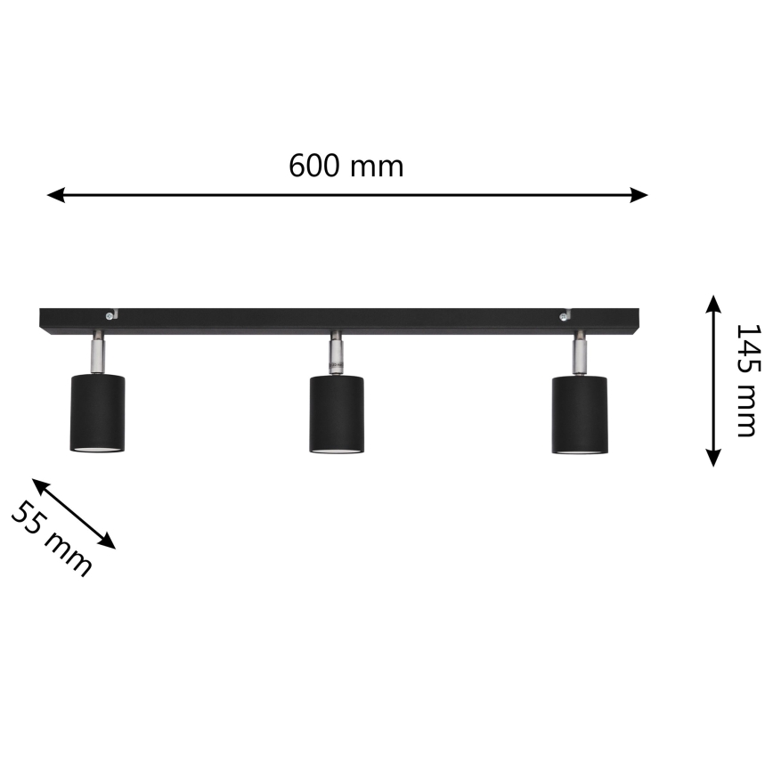 LED-kohdevalo TUNE 3xGU10/4,8W/230V musta