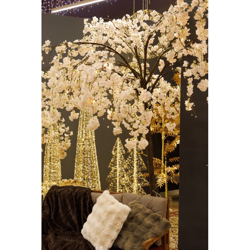 LED Koristeellinen keinotekoinen joulupuu CHERRY TREE 288xLED/230V 2,5 m kirsikka