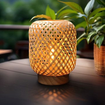 LED Koristeellinen pöytävalaisin BOHO LED/2xAAA rottinki