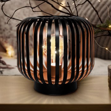 LED Koristeellinen pöytävalaisin LED/3xAA musta/kupari