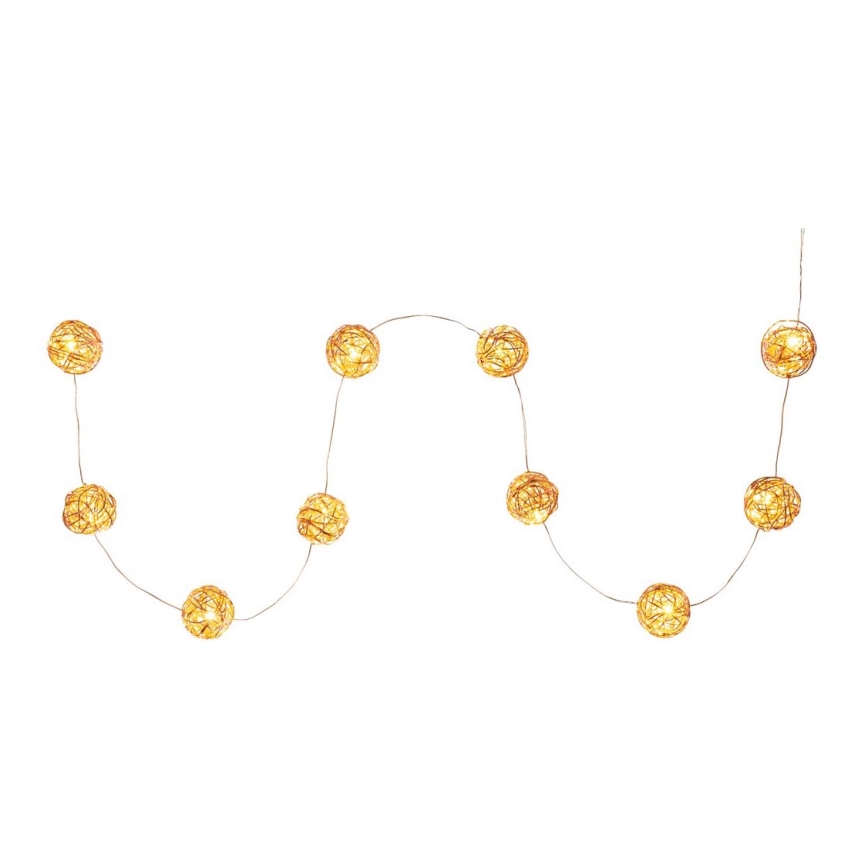 LED Koristeketju 10xLED/2xAA lämmin valkoinen