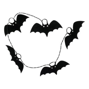 LED-koristeketju HALLOWEEN 10xLED/2xAA/lämpimänvalkoinen 1,3m lepakoita