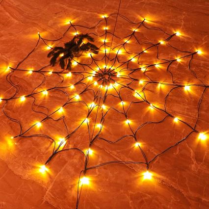 LED Koristeketju HALLOWEEN LED/5V/8 toimintoa hämähäkinverkko + kaukosäädin