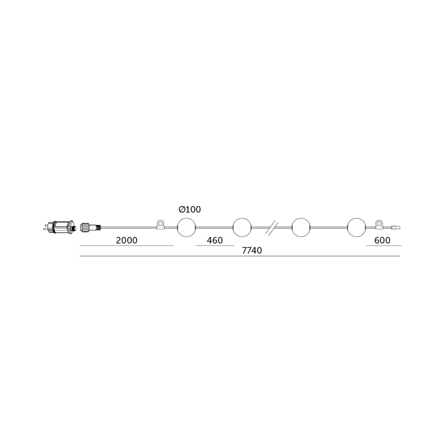 LED koristeketju ulkokäyttöön 10xLED/0,8W/230V IP67 2500K 7,7 m