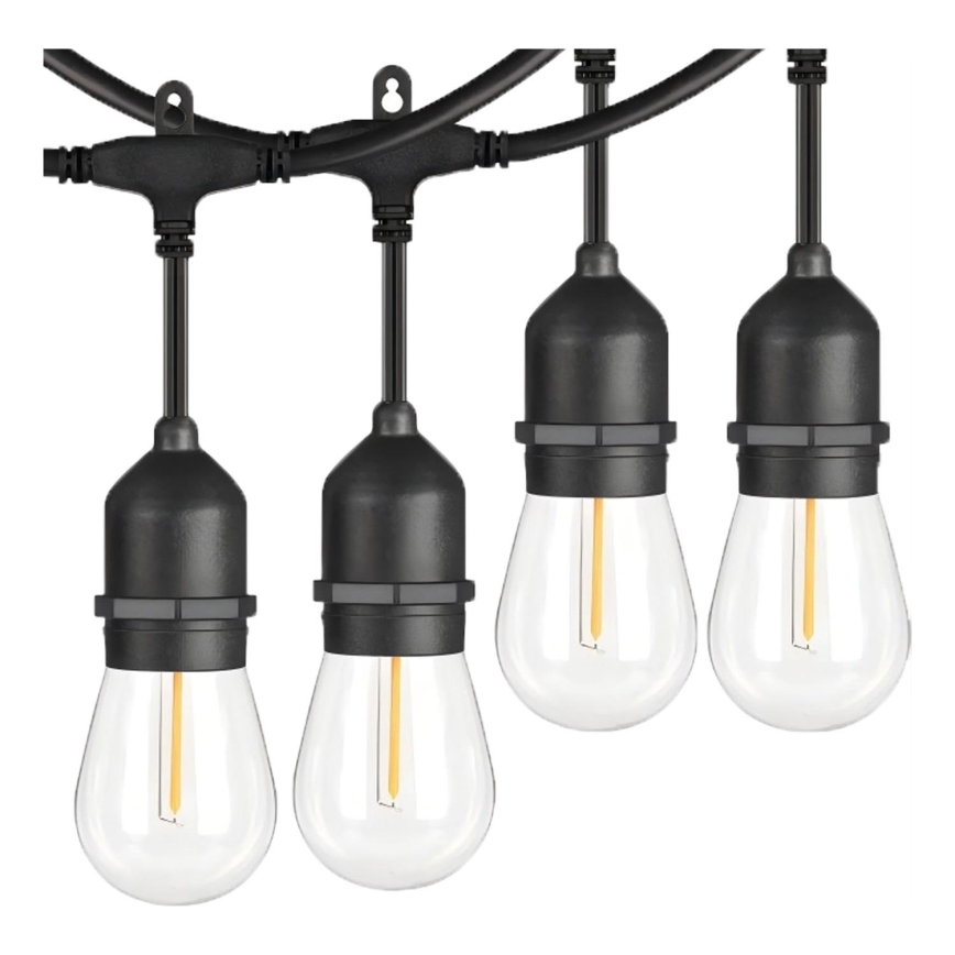 LED koristeketju ulkokäyttöön 15xE27/1W/230V 15 m IP65 musta