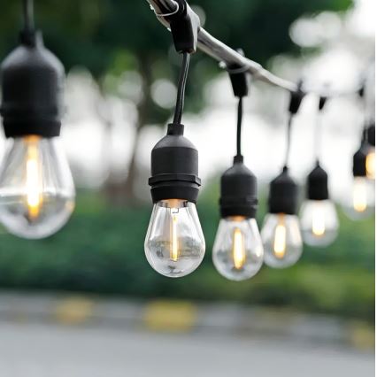 LED koristeketju ulkokäyttöön 15xE27/1W/230V 15 m IP65 musta